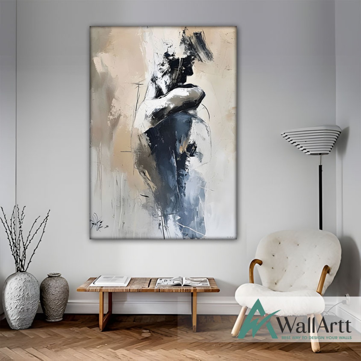 Abstract Love Textured Partial Oil Painting - Wall Art